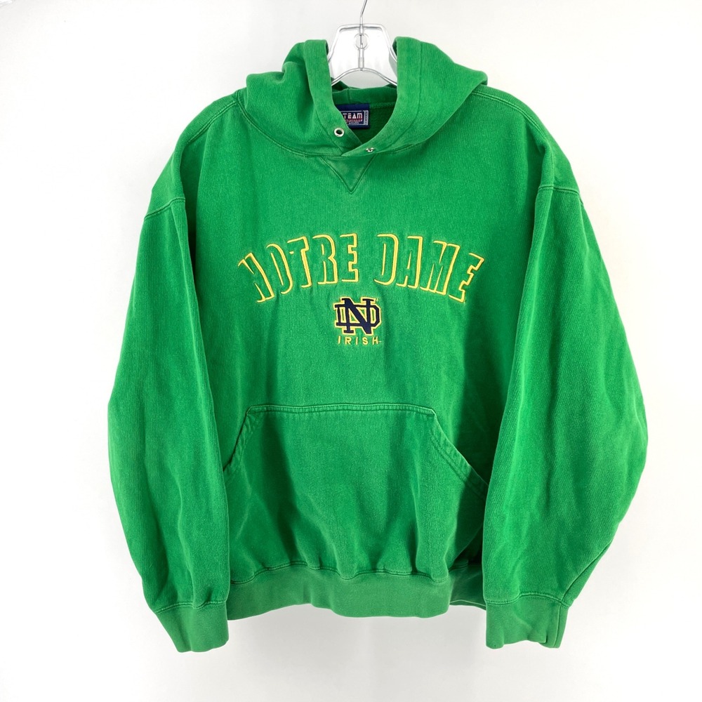 Notre Dame Fighting Irish Hoodie Mens Large Green Team Edition Apparel‎ VTG